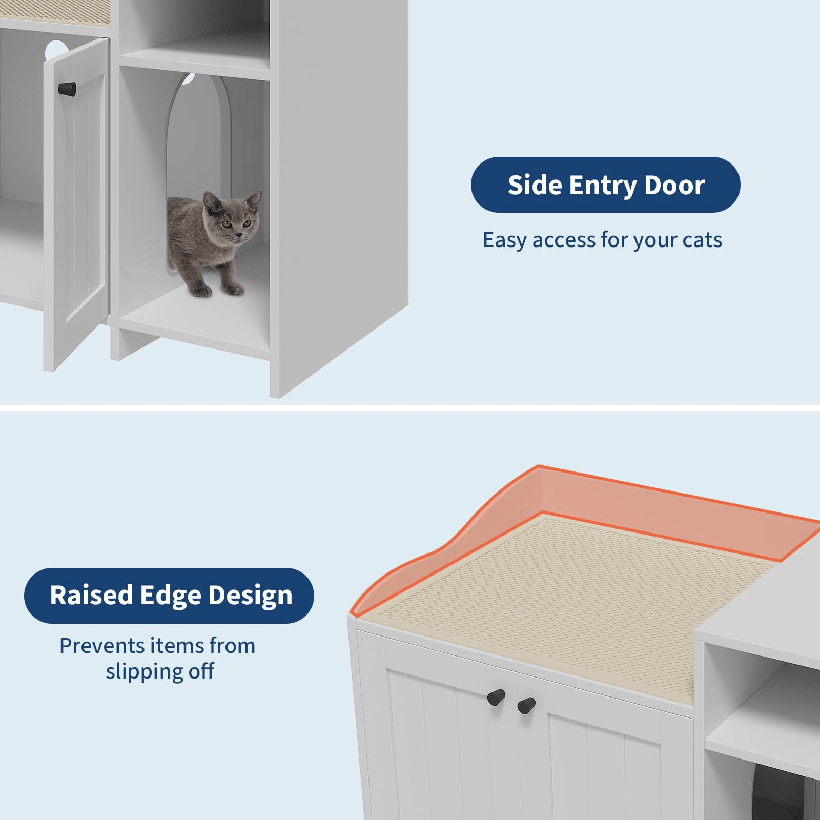 Wooden Cat Litter Box Enclosure with Barn Door