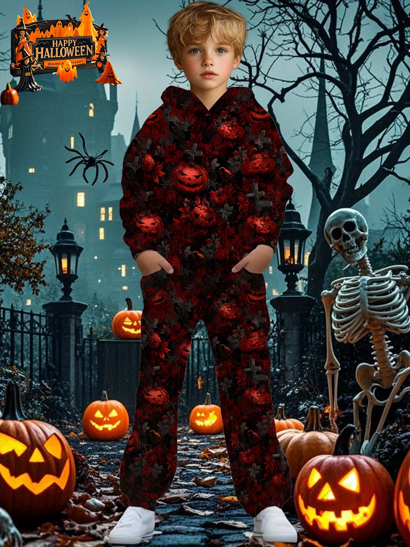 Digital Print Latest Trendy Cute Cool Mixed Color Hoodie and Jogger Set for Boys - Casual Spring/Autumn/Winter Holiday Birthday Gift Outdoor Sports Random Pattern, Perfect for Outdoor