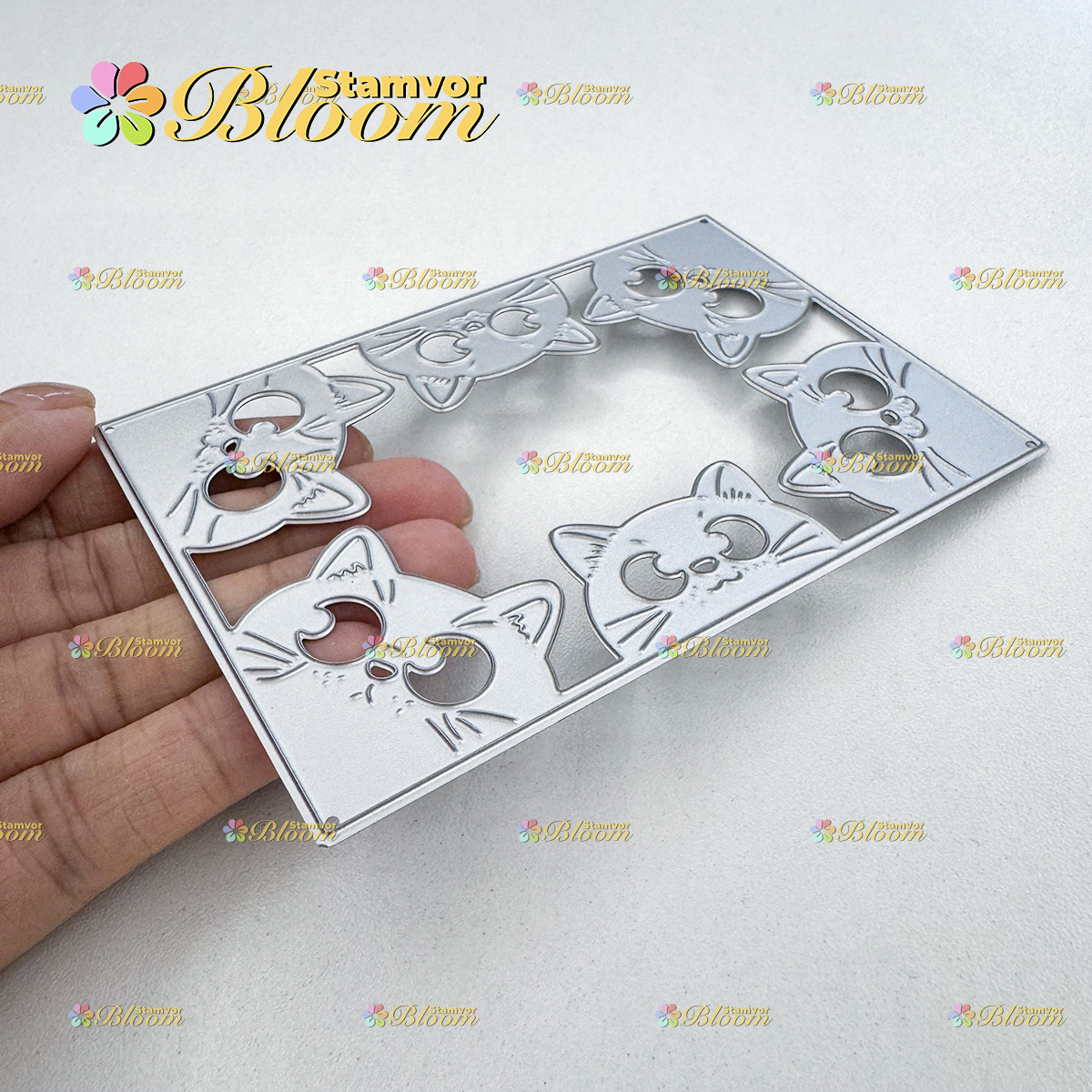 TEMU Original Lovely Cats Square Frame Metal Cutting Dies Reusable Craft Die Cuts Scrapbook Paper Cutting Dies For Greeting Card Photo Album Decor