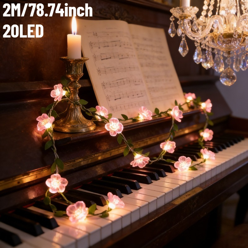 E-shop Batteriebetriebene rosa LED-Kirschblüten-Lichterkette (Batterien nicht enthalten) zur Dekoration von Schlafzimmern, Wohnzimmern, Hochzeiten,