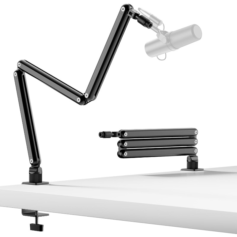 TEMU Mic Arm For Lightweight Mics, Microphone Arm Rotatable, Desk Mic Stand For Bear 3lb With Mount Clamp, Mic Stand Boom Arm With Cable Channel With