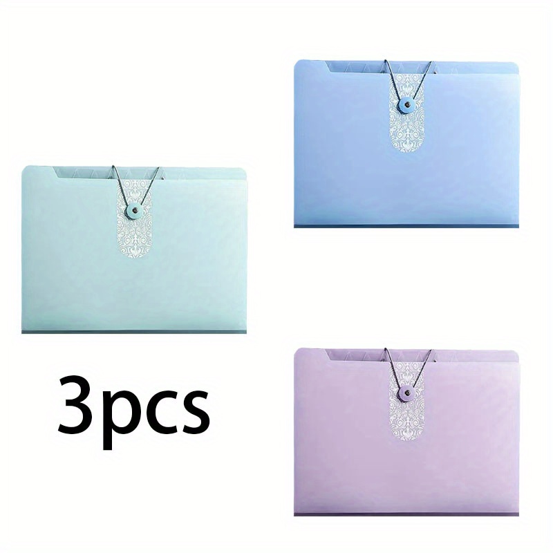 TEMU 3 pochettes A4 - Organisateur de documents multifonctionnel | Pochette colorée et résistante, pour bureau, 4 renforcés, matériau haute qualité,
