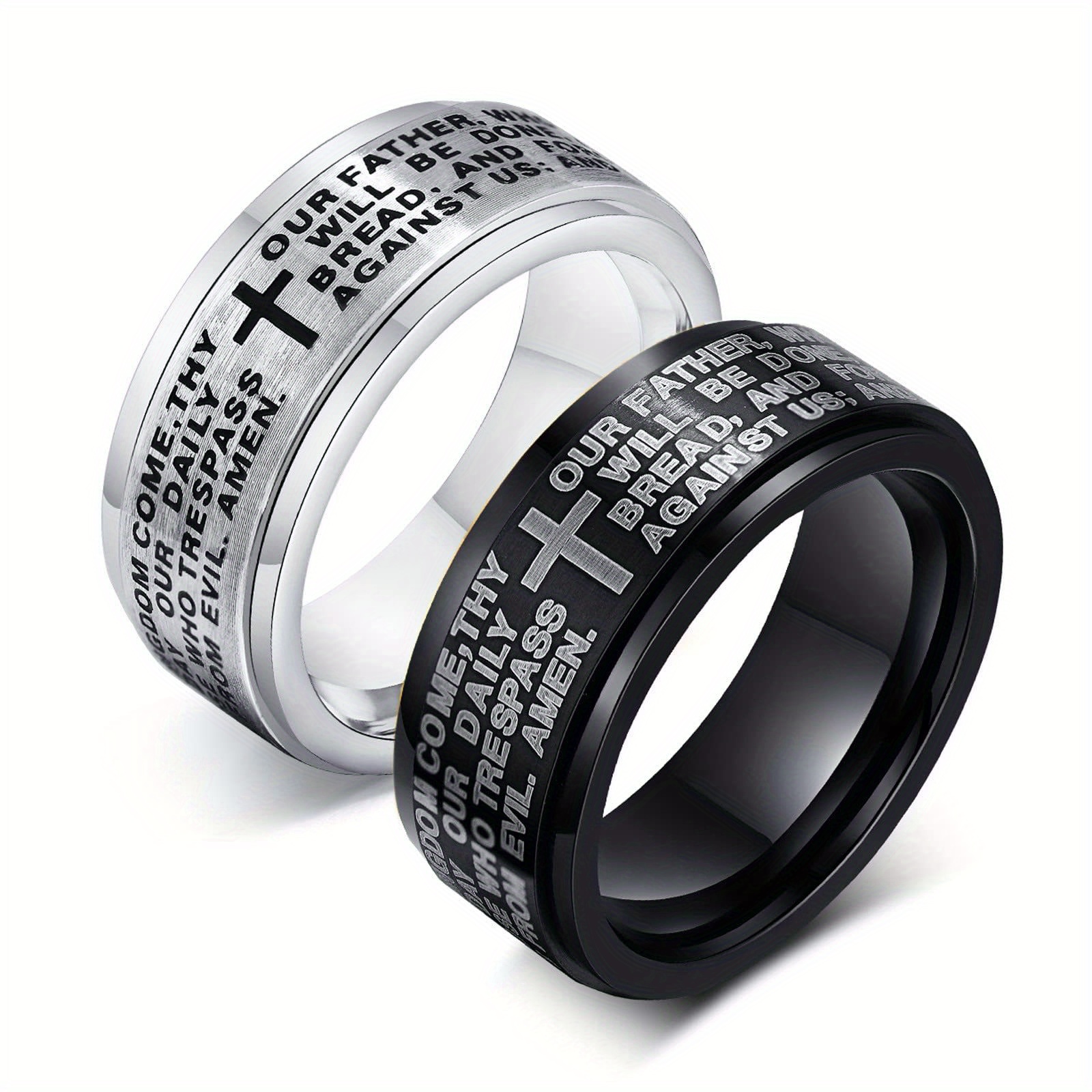   mens rotating cross anxiety ring stainless steel   design minimalist   verse   for everyday formal wear durable   fit religious gift for men formal accessory modern jewelry polished   faithbased accessory stylish men spiritual accessory     metal faith jewelry mens fashion Product details 0