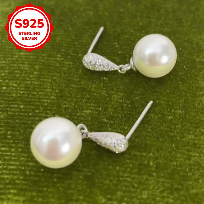 1 pair of womens dangling earrings with s925 sterling silvery inlaid     pearl pendant elegant wedding party jewelry gift Product details 2