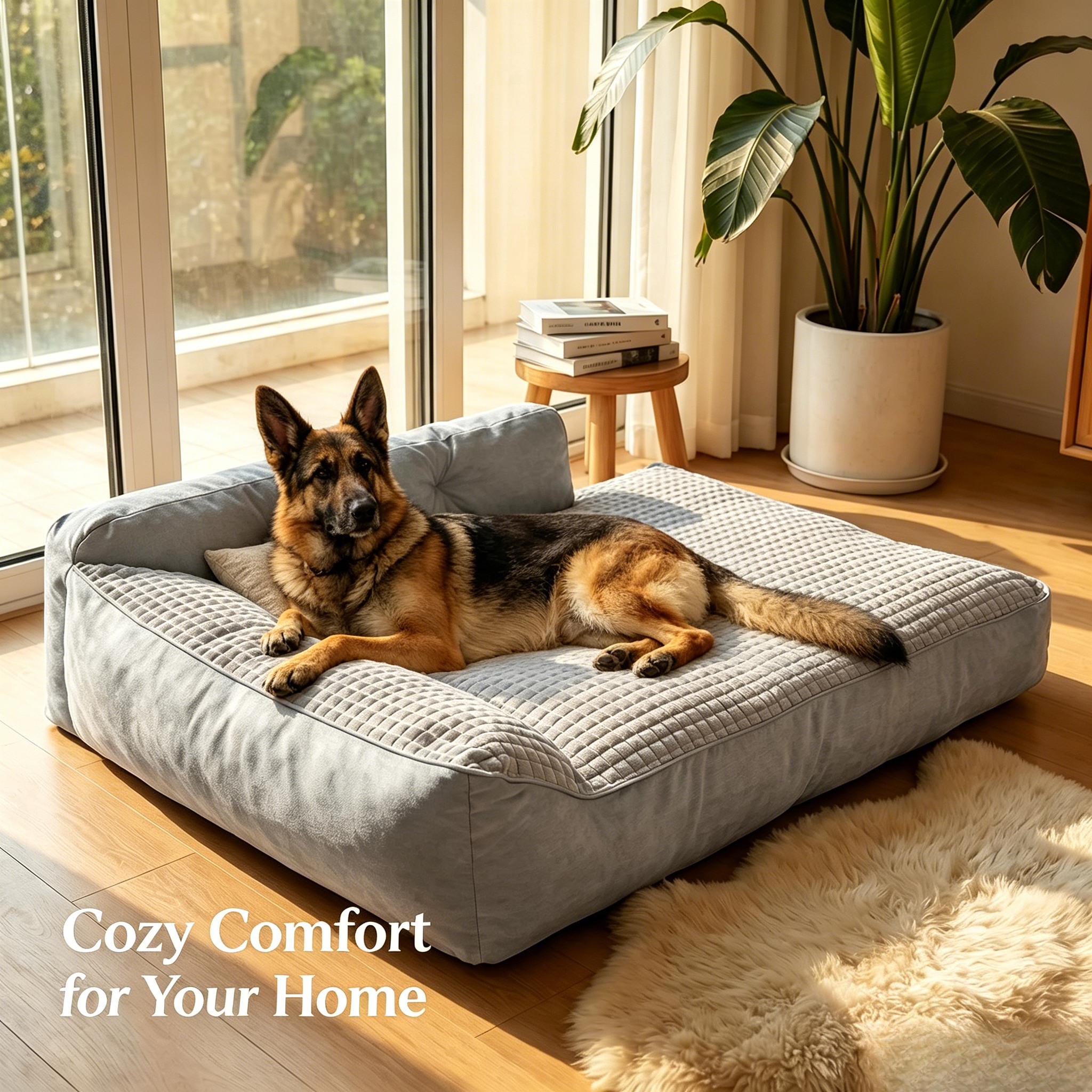 orthopedic memory foam dog bed for medium large and senior dogs 65d high density pet mattress with egg crate foam three sided bolster pet sofa bed gray