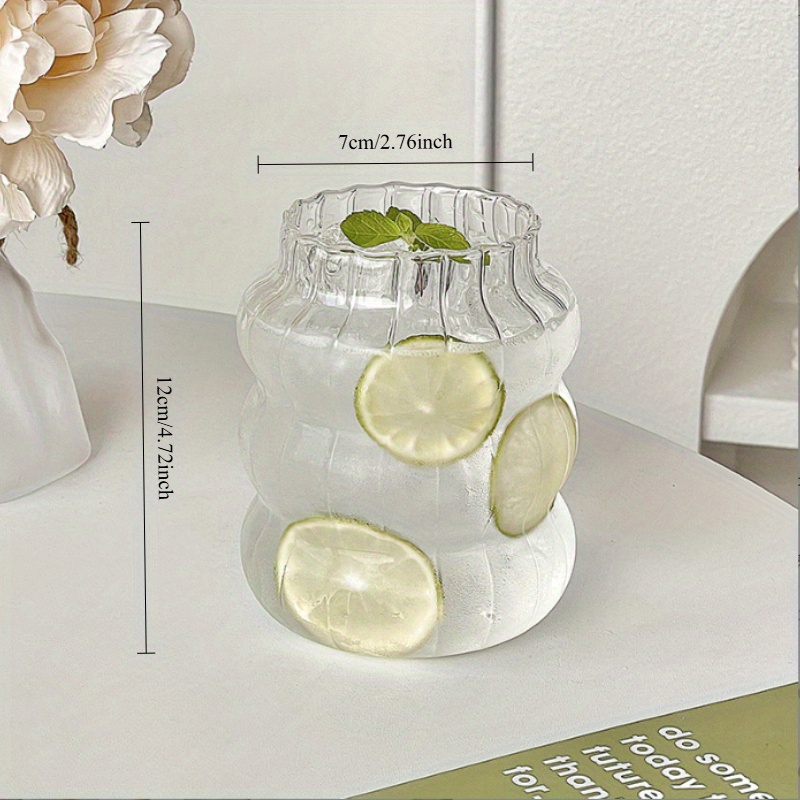 4 6pcs ldq ribbed glass cups with straw lid 18oz   drinking glasses for iced   water matcha juice   leak proof hand wash   accessories beverage serving wave pattern   hand   Product details 2