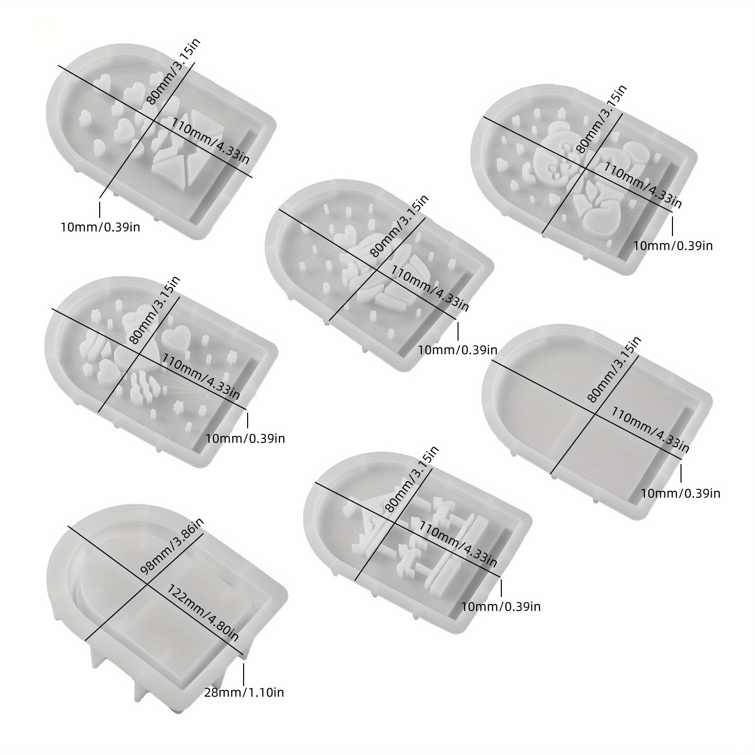 Image of 7pcs For Diy Craft Silicone Mold Compatible For Resin Cement - Hollow Bear Balloon Silhouette With Mirror, Wax Mold For Candle Making, Soap Molding, Wax Stencil ( For, Non-toxic)
