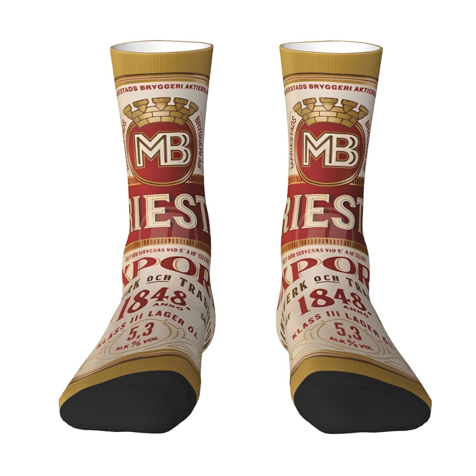 TEMU 1 Pair Of Men's Printed Crew Socks With Fun Beer Can , Trendy For Daily Wear, Comfortable And Breathable Fashion Socks, Suitable For , Unique