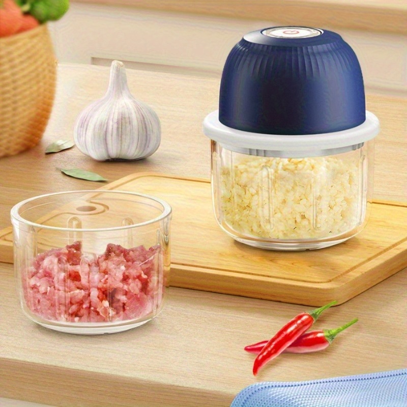 mini cordless 3-blade food chopper - 12oz electric blender & garlic press for garlic, vegetables, fruits, onions, salads & hot pot ingredients -   gadget Product details 2