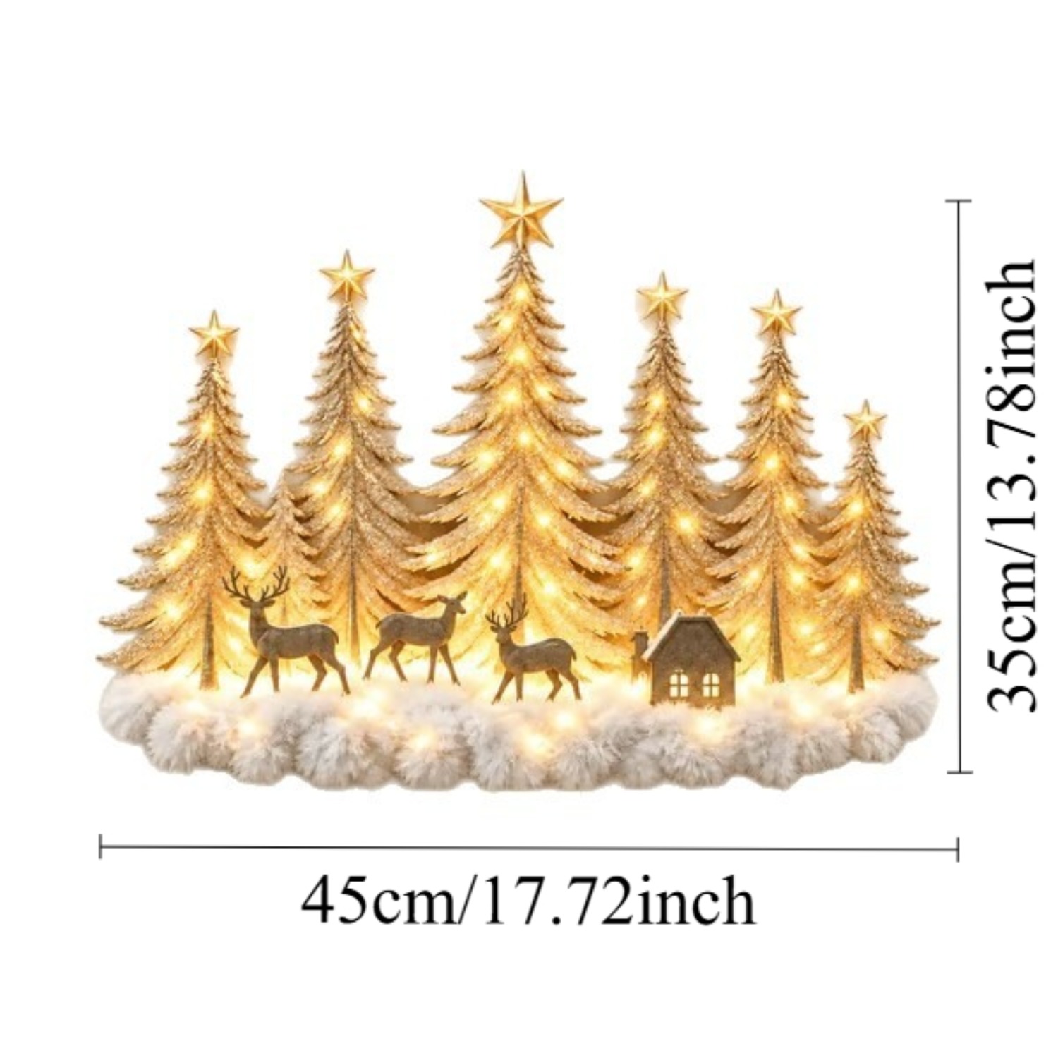 TEMU [2d Flat] Battery-free Outdoor/ Christmas Wall Decoration Suitable For Porch & Farmhouse - Winter Snow Scene With Reindeer & Cabin, Resin Snowy