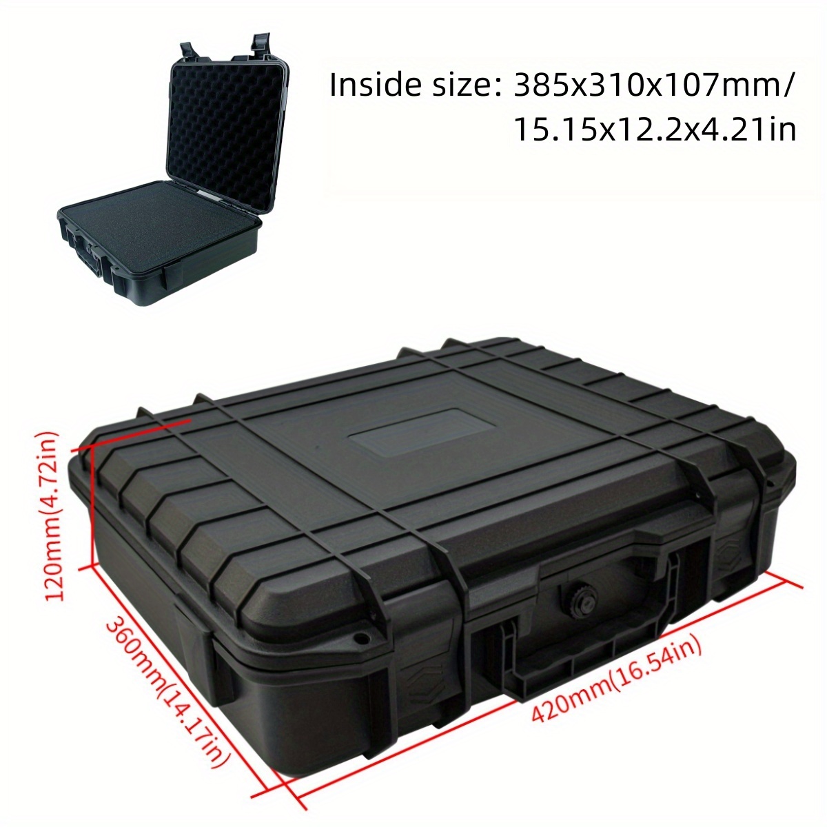 TEMU Protective Hard Carry Camera Case, Waterproof & Shockproof For Gear, Equipment, Drones, And Tools With Foam