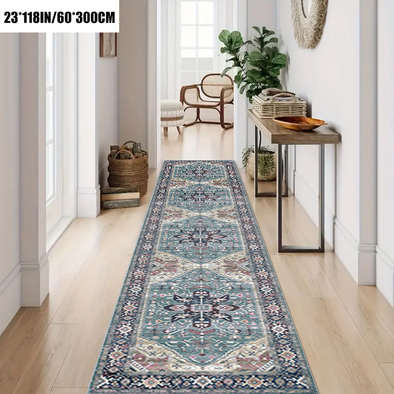 1pc vintage bohemian european long carpet easter holiday decoration living room printed long carpet outdoor entrance door mat living room bedroom bathroom kitchen long non slip absorbent floor mat table side mat   mat outdoor decoration courtyard mat velvet 850g high quality large and small sizes machine Product details 4