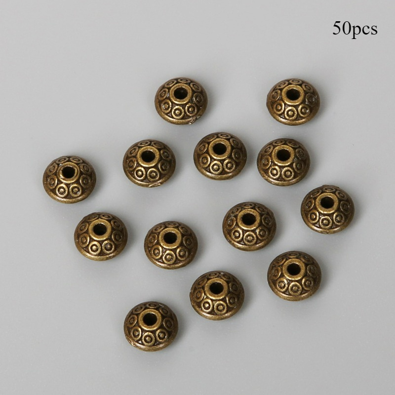 TEMU 50pcs Cuentas Espaciadoras de Aleación Plateada Vintage Estilo de 6mm para Hacer Joyería DIY Pulsera Collar Suministros Artesanales