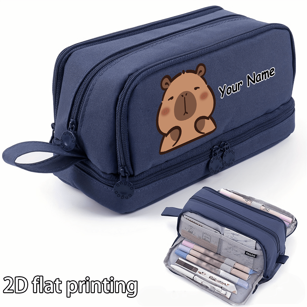 TEMU 1pc Soerw Capybara Pencil Case Suitable For Campus Study &, Personalized Capybara-themed Name/text Customization, Adorable Capybara Print Pencil