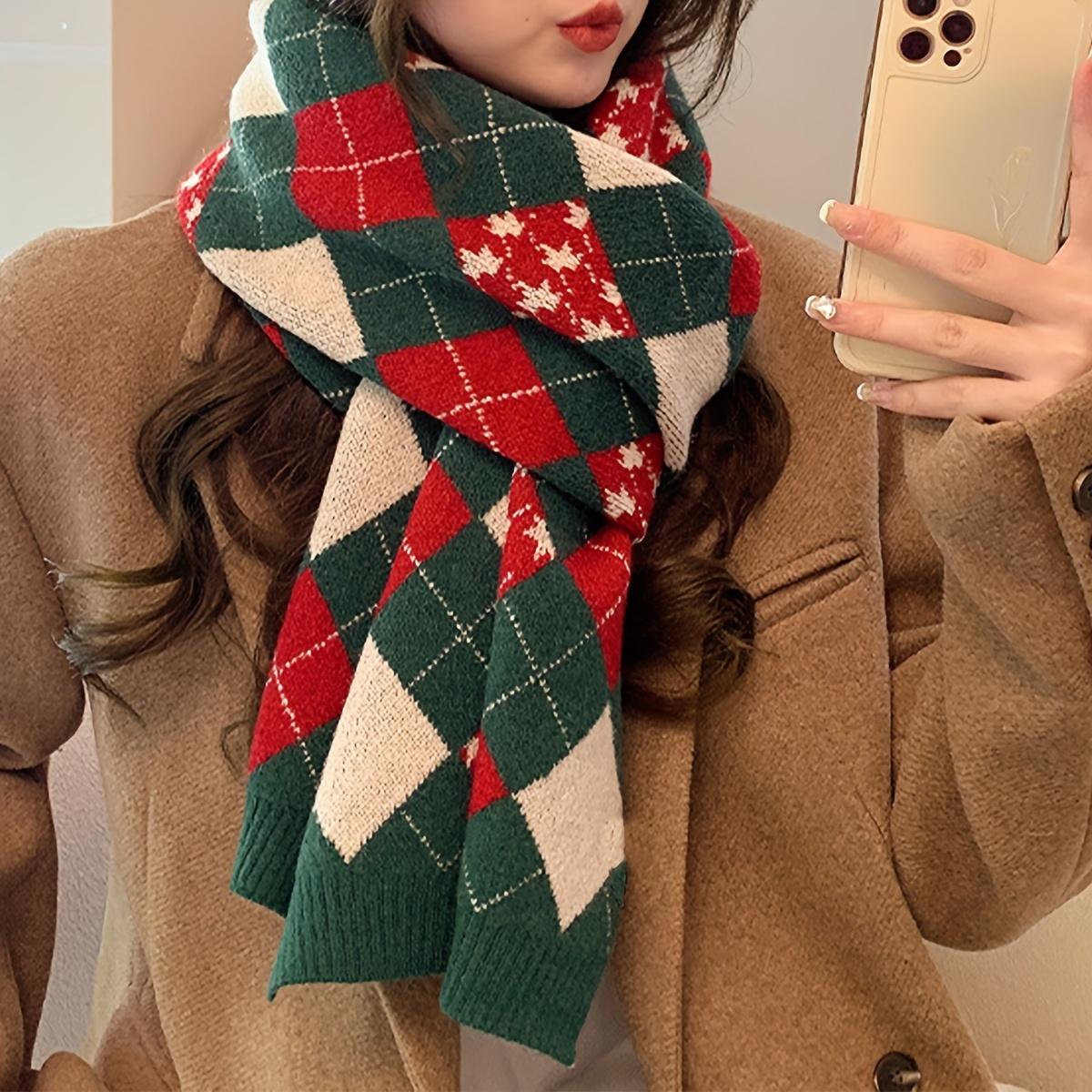 Écharpe Douce Rayée Tartan Unisexe - Pompons - Beige, Noir, Marine, Rouge - Neuf Avec étiquettes