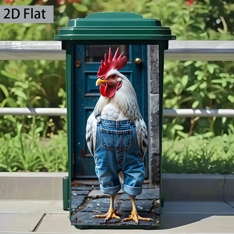 Image of 2d Flat Printing 1pc Trash Can Sticker 37×82cm Overalls Theme Design Wall Decal Self-adhesive Wallpaper Kitchen Trash Can Decoration Suitable For Trash Cans, Walls, Home Decor, 2d Flat