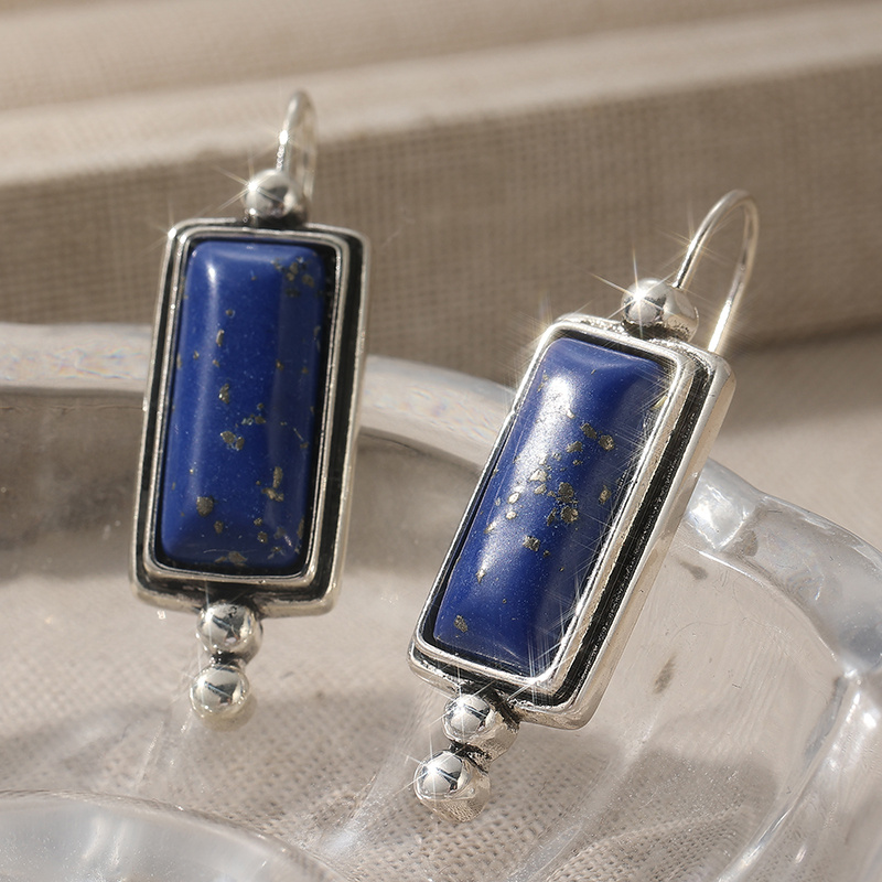 TEMU Pendientes colgantes de mujer, estilo retro, hechos a , con piedra sintética azul