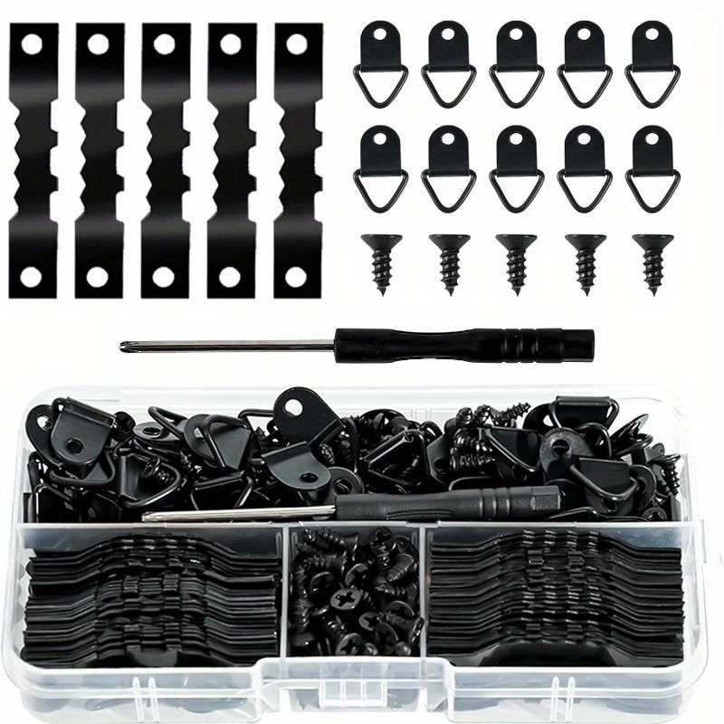 

Picture Hanging Kit 251pcs, 50 Picture Hangers, 50 D Ring Picture Hangers, 150 Screws Screwdriver, Picture Frame Hanging Hardware, Picture Frame Hanging Kit For Wall, Black