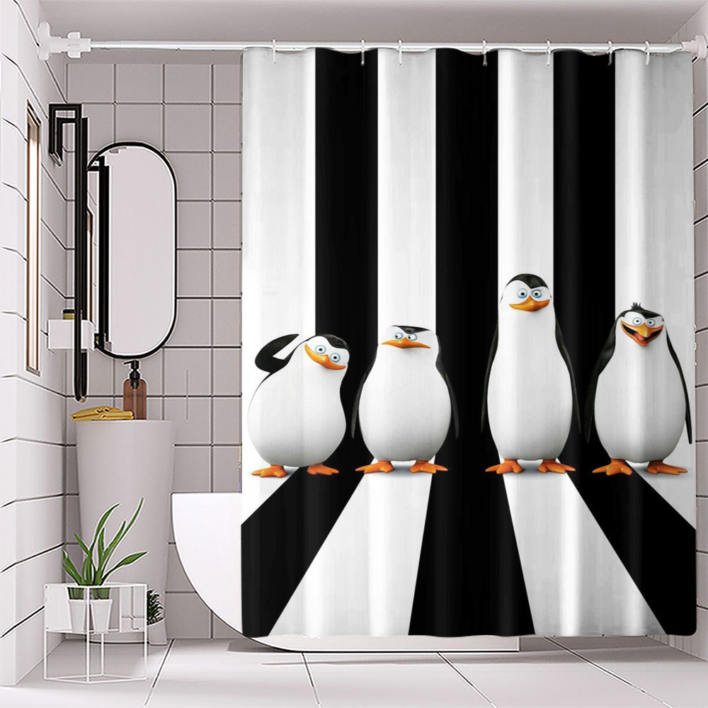 

Penguin Waterproof Shower Curtain - , Polyester, With Hooks Included - Bathroom Decor, Window Curtain, No Drilling Required