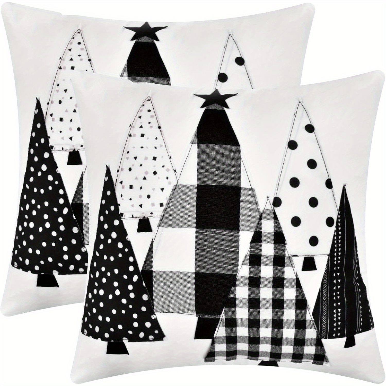 

2-pack Aspmiz Contemporary Christmas Tree Pillow Covers, 18x18 Inch, Holiday Soft Cushion Cases, Machine Washable, , Woven Polyester Decorative Pillowcases For Couch, Sofa, Chair, Bed - White & Black