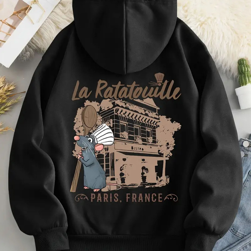 

Women's "la " Graphic Hoodie - Cozy Polyester Drawstring Sweatshirt With Cartoon Print, Machine Washable, Ideal For Fall & Winter