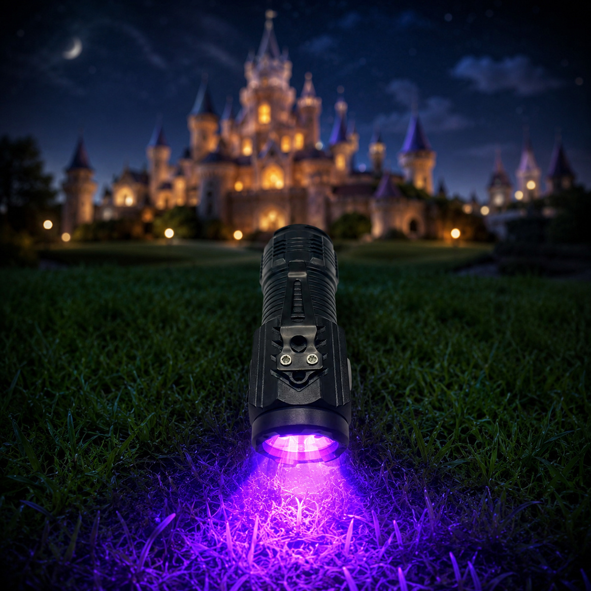 TEMU 1/2pcs Black 3 Led Uv Lights, Usb Rechargeable Portable Mini Uv Flashlight, With Design, Bright Blacklight, Pocket Torch, 5 Lighting Modes,