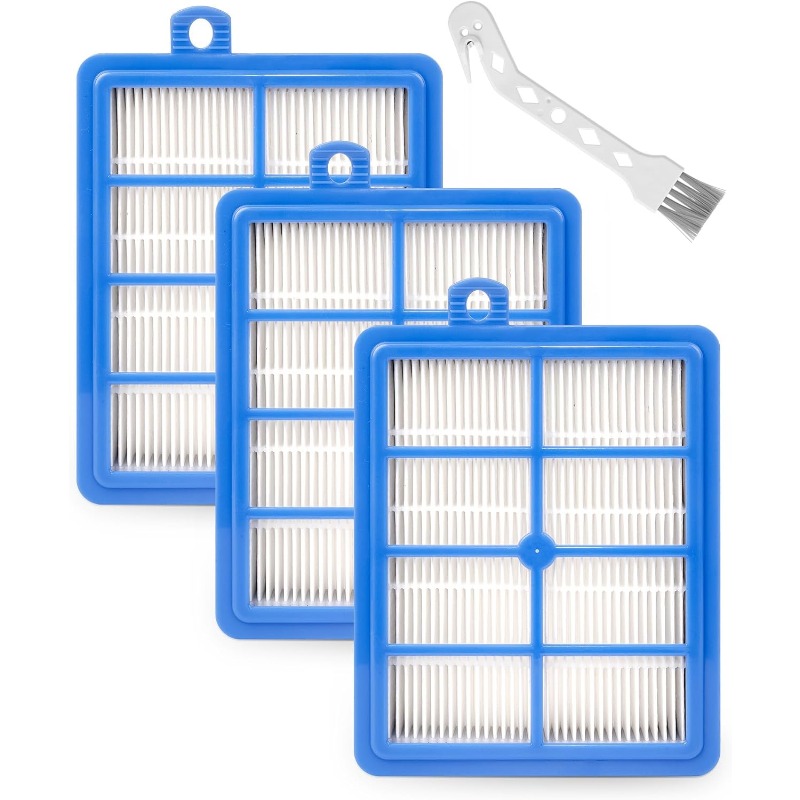 TEMU Pack Of 3 Lx7 Filters 1 Cleaning Brush For Aeg Lx8 Lx9 Vx6 Vx7 Vx8 Vx9 Afs1w Aef12 Turbo Vacuum Cleaner, Hepa 13 Filter Compatible For Fc9150