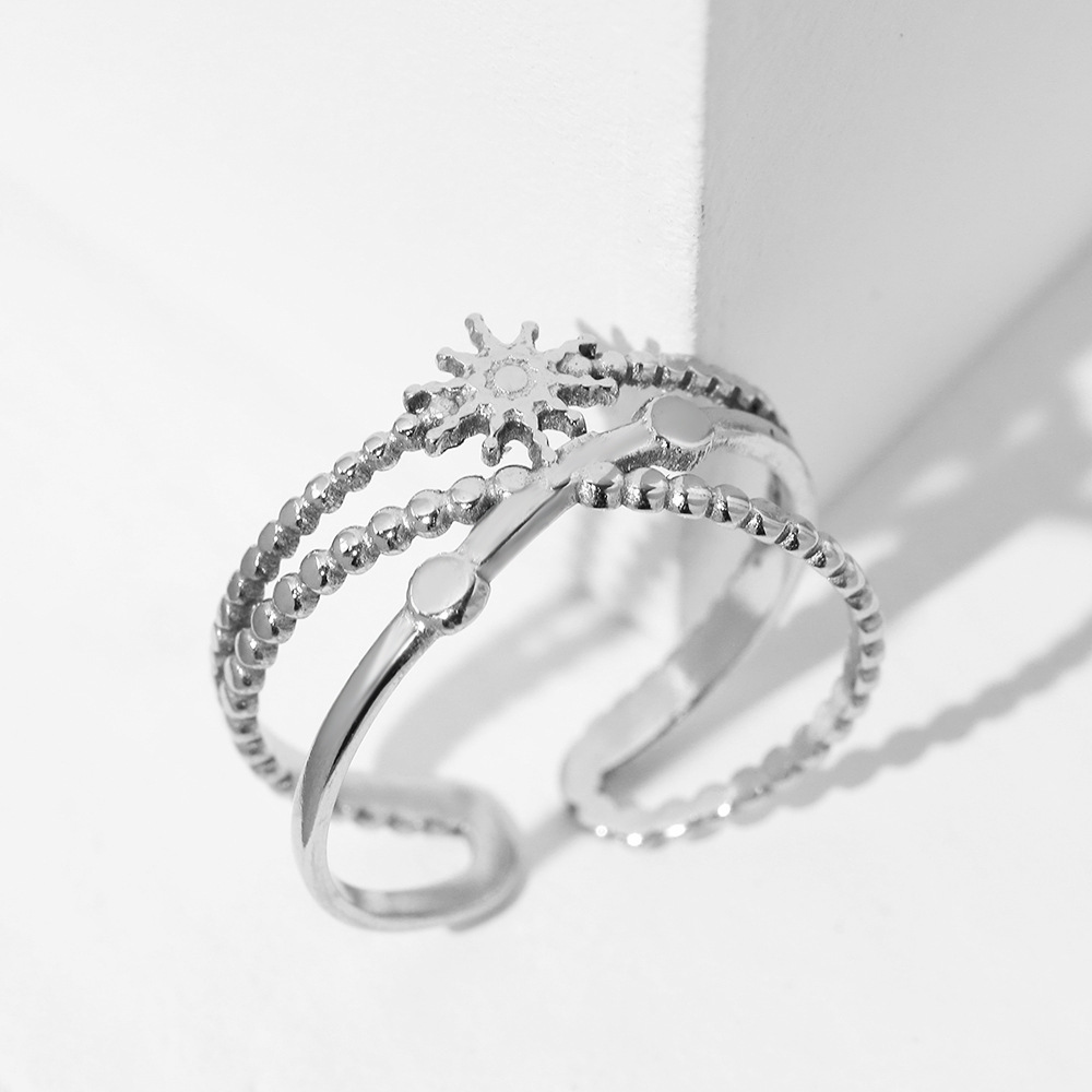 Women's Multi-Layer Sun and Star Beaded Adjustable Ring