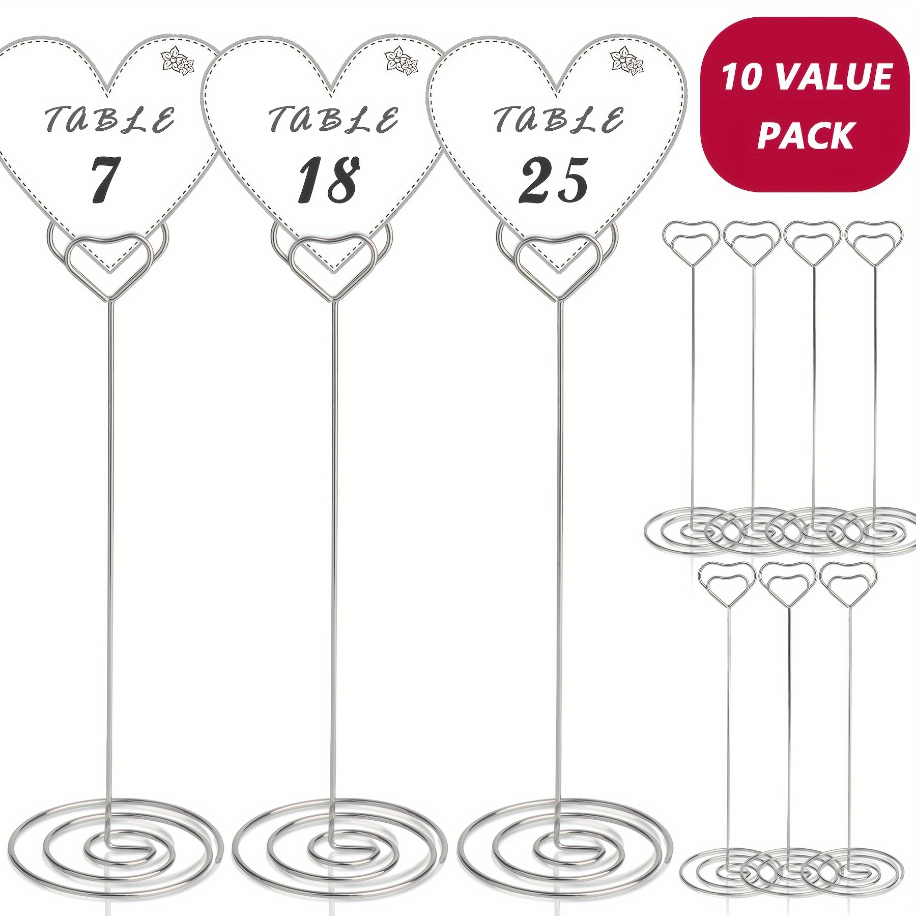 TEMU 10 Heart-shaped Table Number Card Holders, Measuring 8.75 Inches By 22cm, Designed For Weddings, Offices, , Home Receptions, Restaurants, And