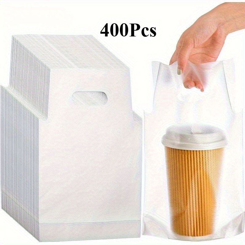 400pcs 33-ounce Beverage Cup Holder With Handle - Durable Plastic Takeout And Takeaway Cup Stand