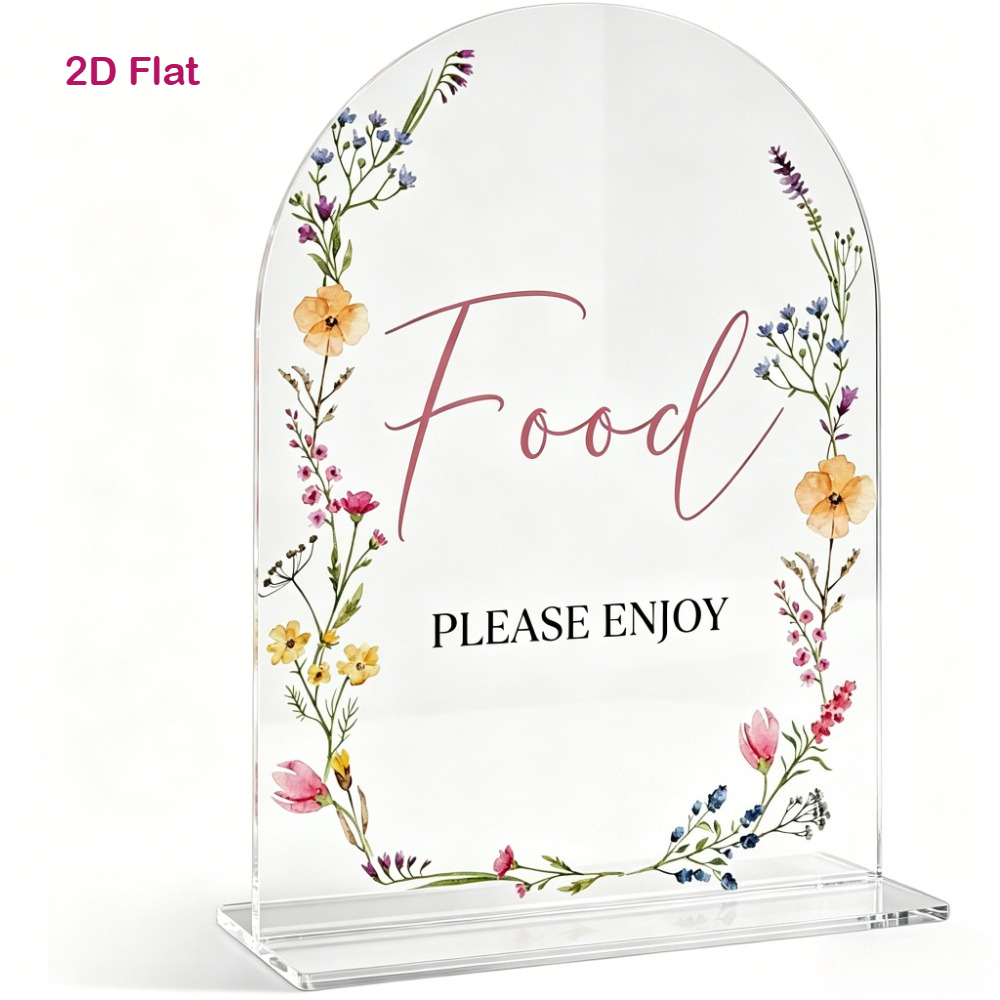 TEMU 2D Flat - [2D Flat] [2D Plane] [2D Plane] "Genießen Sie Ihr Essen" Schild - Duschschild mit Wildblumen-Motiv, 1er-Pack -Acrylschild mit Ständer,