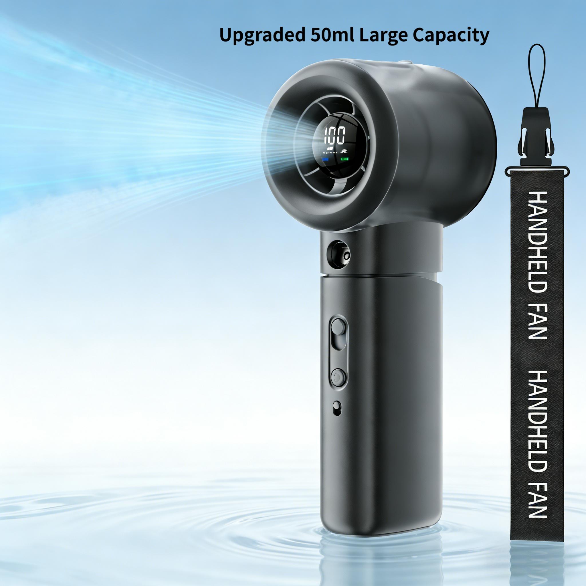 3-in-1/0.01mm Water Mist Handheld Fan, Speed Control, Dual Spray (direct/), Led Smart Screen, Type-c Fast Charging, Portable Folding, Suitable For Outdoor Travel, Office, And Summer Cooling, Golf