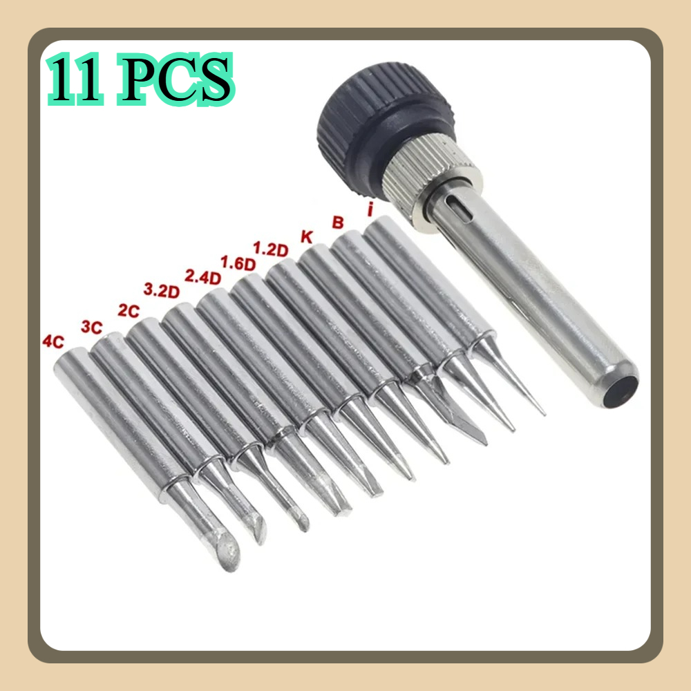 11pcs Solder Iron Tips With Replaceable Cores & Sleeves - Compatible With Soldering Stations