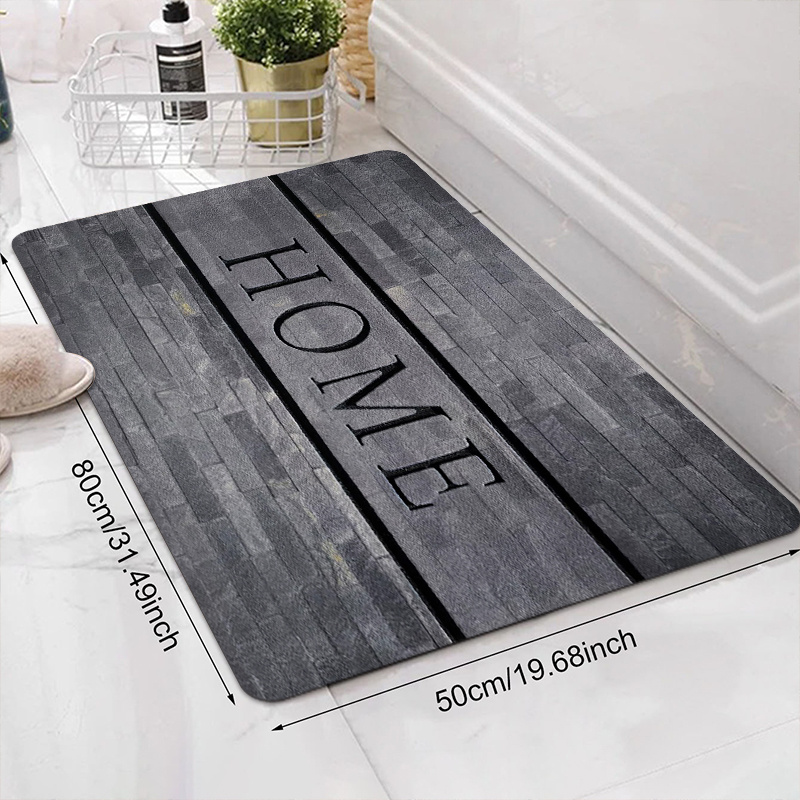 1pc chic gray home monogram doorway floor mat soft non slip stain resistant polyester ideal for   laundry rooms bathrooms more easy to clean rectangular mat with   bathroom floor mat details 3