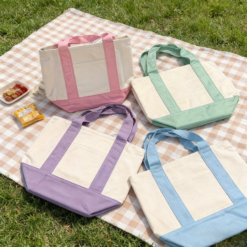 TEMU 4pcs Edition 2026 Pale Mini Tote Bags Suitable For Fashion, Zipper Closure Hanging Shoulder Bags, Lightweight Portable Mini With Zipper Closure,