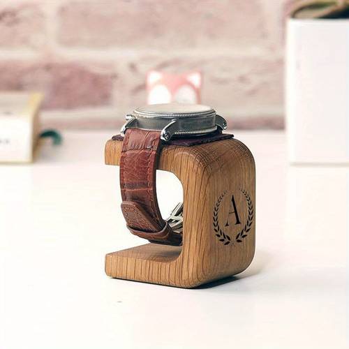 personalized handmade solid wood watch stand name text engraving suitable for men women wood display holder for watch showcase wedding gifts christmas fathers day valentines day customized tabletop decor