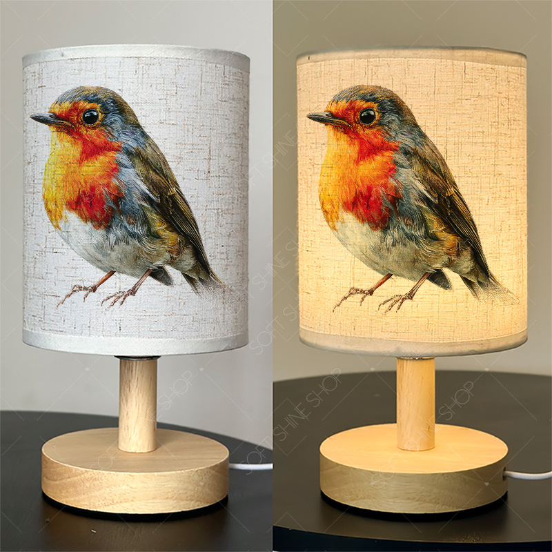 LED Fabric Desk Lamp with Hyper-Realistic Robin Design