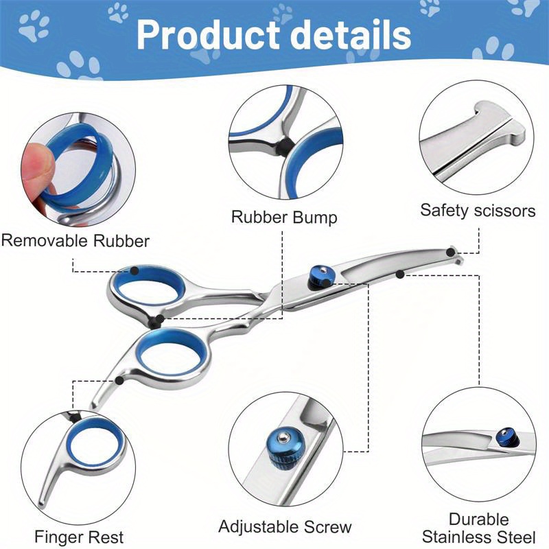 professional pet grooming scissors with rounded safety tips lightweight design made of 4cr stainless steel ideal for trimming nose ear face and paw hair for   dogs and cats Product details 0