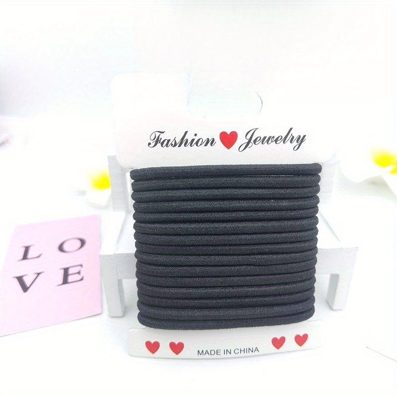 TEMU 15pcs Of 4mm High- Hair Ties That Are Hair, Suitable For Ponytails, In Black And Brown, Durable And Comfortable Hair Additions For Women