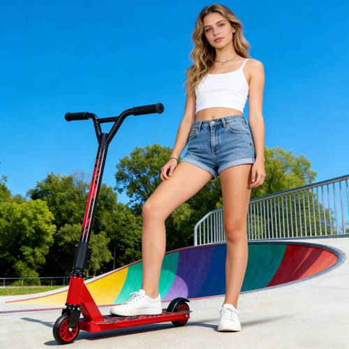 professional stunt scooter with y bar handle durable and lightweight suitable for smooth gliding on terrains features ergonomic grips and wear resistant wheels with a load capacity of 100kg ideal for skate park