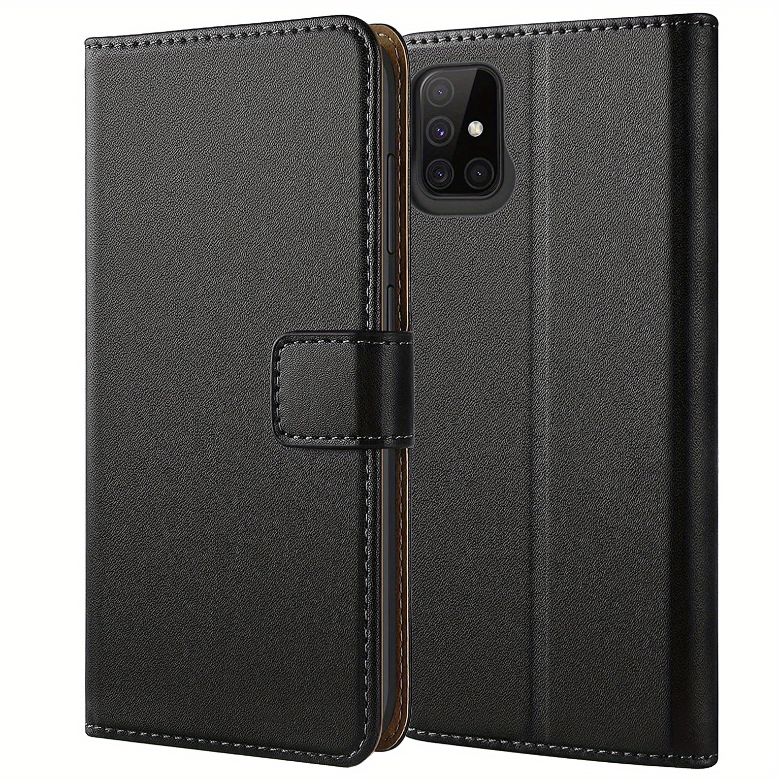 TEMU Phone Case - Protective Cover In Black Faux Leather For For Galaxy A51 4g, Featuring A