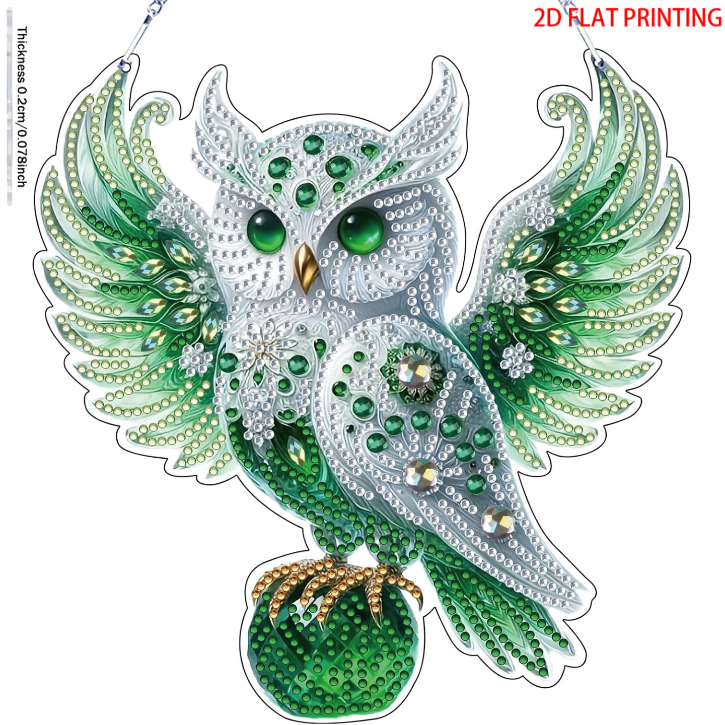 TEMU 2d Flat Printing, Owl Pattern Hanging Diamond Painting Pendant, Suncatcher Ornament, Stress-relief Diamond Painting For Adult Beginners,