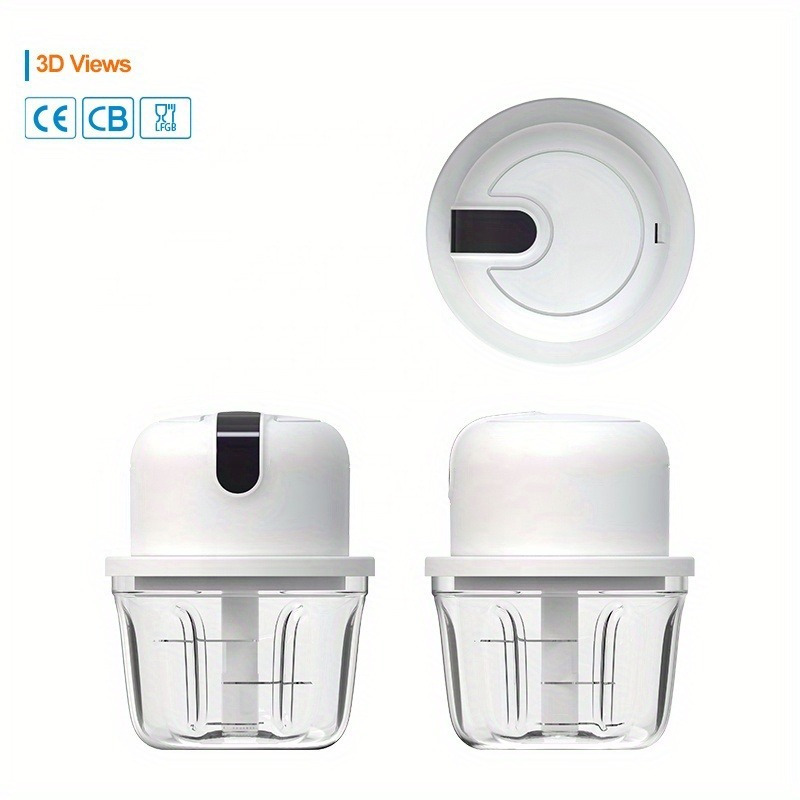 mini electric food processor usb rechargeable garlic mincer meat grinder 11 83oz multi functional kitchen appliance for pepper nuts meat grinding durable plastic lithium battery 18650 series Product details 2