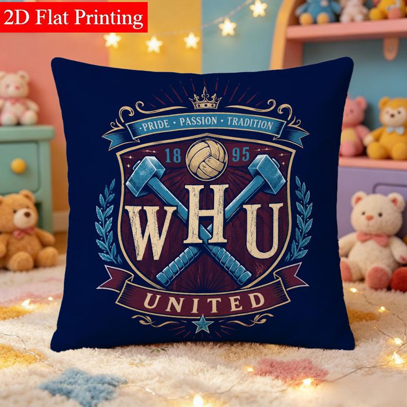 TEMU 1pc Pillowcase, Whu Logo Design, 45cm X 45cm, Soft And Smooth Texture Polyester Short Plush Fabric, Single-sided Printed Pattern, Suitable For
