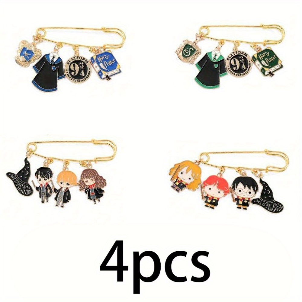 Image of 4pcs Cute Cartoon Anime Brooch Set Creative Enamel Pin Metal Badge Jewelry Clothing Backpack Accessories Gift For