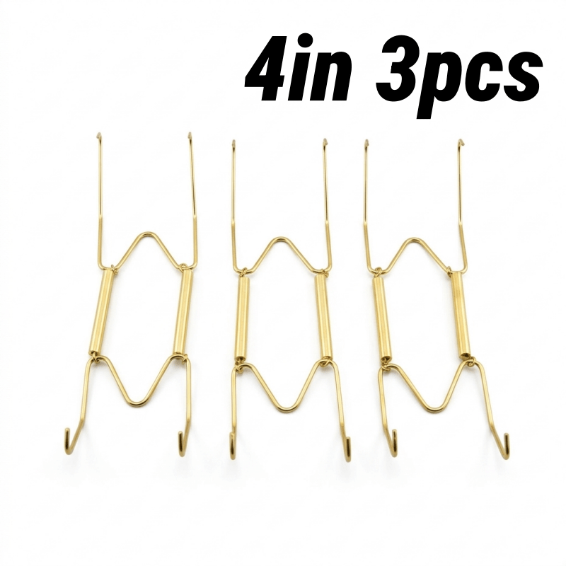 TEMU Expandable Spring Plate Hanger Wall Hooks, 4-12 Inch Universal Hooks, Invisible , Non-fading Brass Finish, Long-lasting Tension, Perfect For