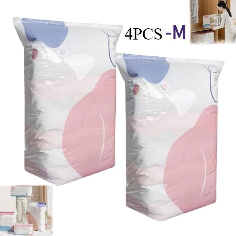 This 4pcs Reusable, Space- Vacuum Storage Bag Features -tight Design And Dust Protection, Making It An For Storing Bedding.