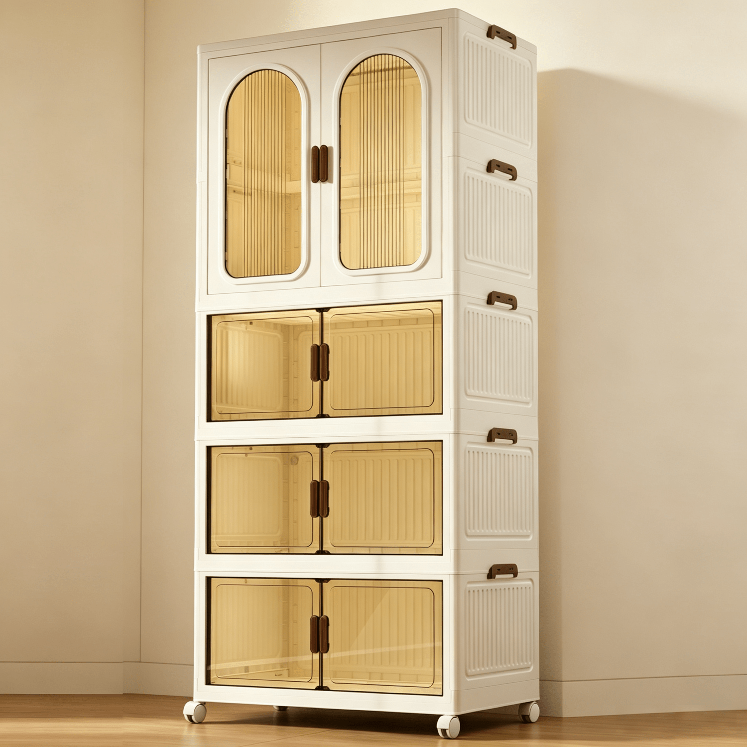 TEMU Armoire de rangement pliable de 70 cm avec 10 cintres, garde-robe transparent , armoire de rangement d'entrée, pliable, empilable, garde-robe