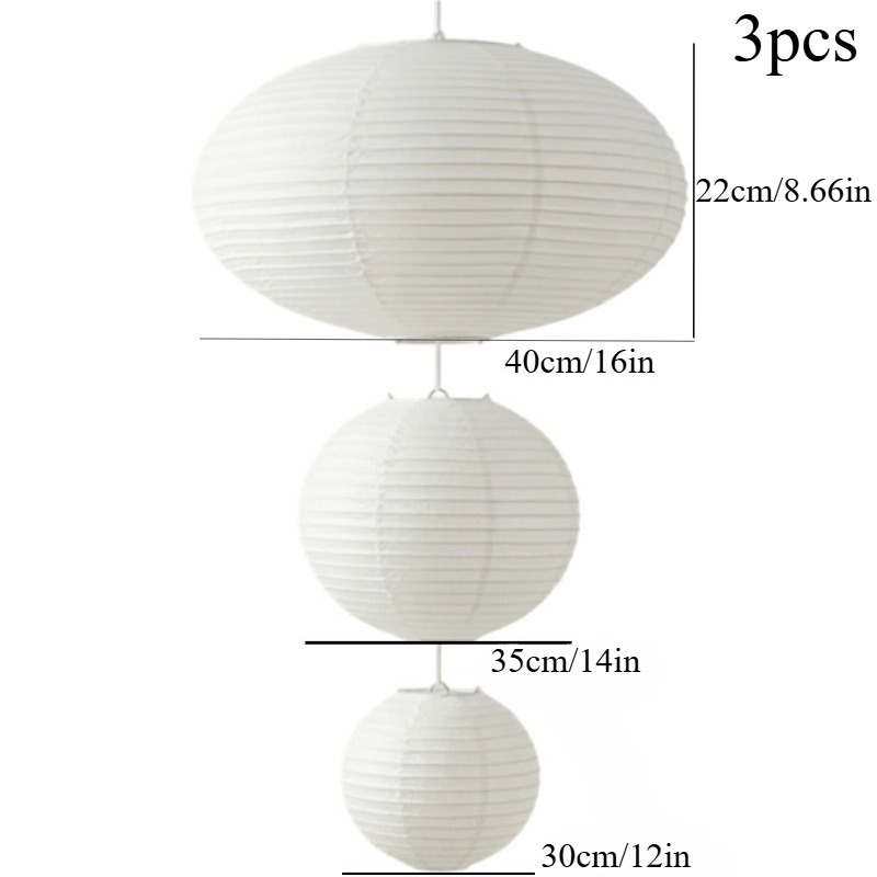 TEMU 3pcs Japanese White Paper Lantern Lampshade - Three-layer Multi-section Ceiling Chandelier Cover, Suitable For Dining Room, Bedroom, And Living