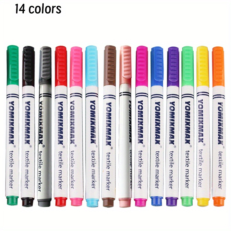 Image of 8/14pcs Fabric Markers Pen And Washable Textile Pens For , Shoes, Clothes, Wood, Craft, Ideal For